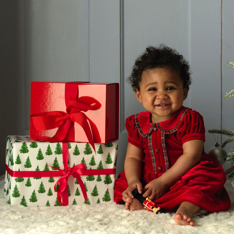 Red Velvet Tartan Trim Dress 6-12m / Red