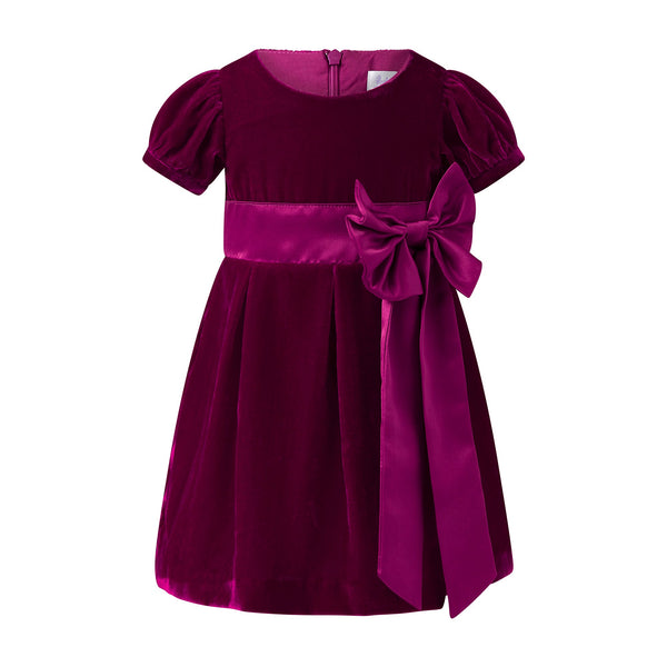 Fuschia Velvet Bow Dress