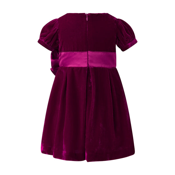 Fuschia Velvet Bow Dress