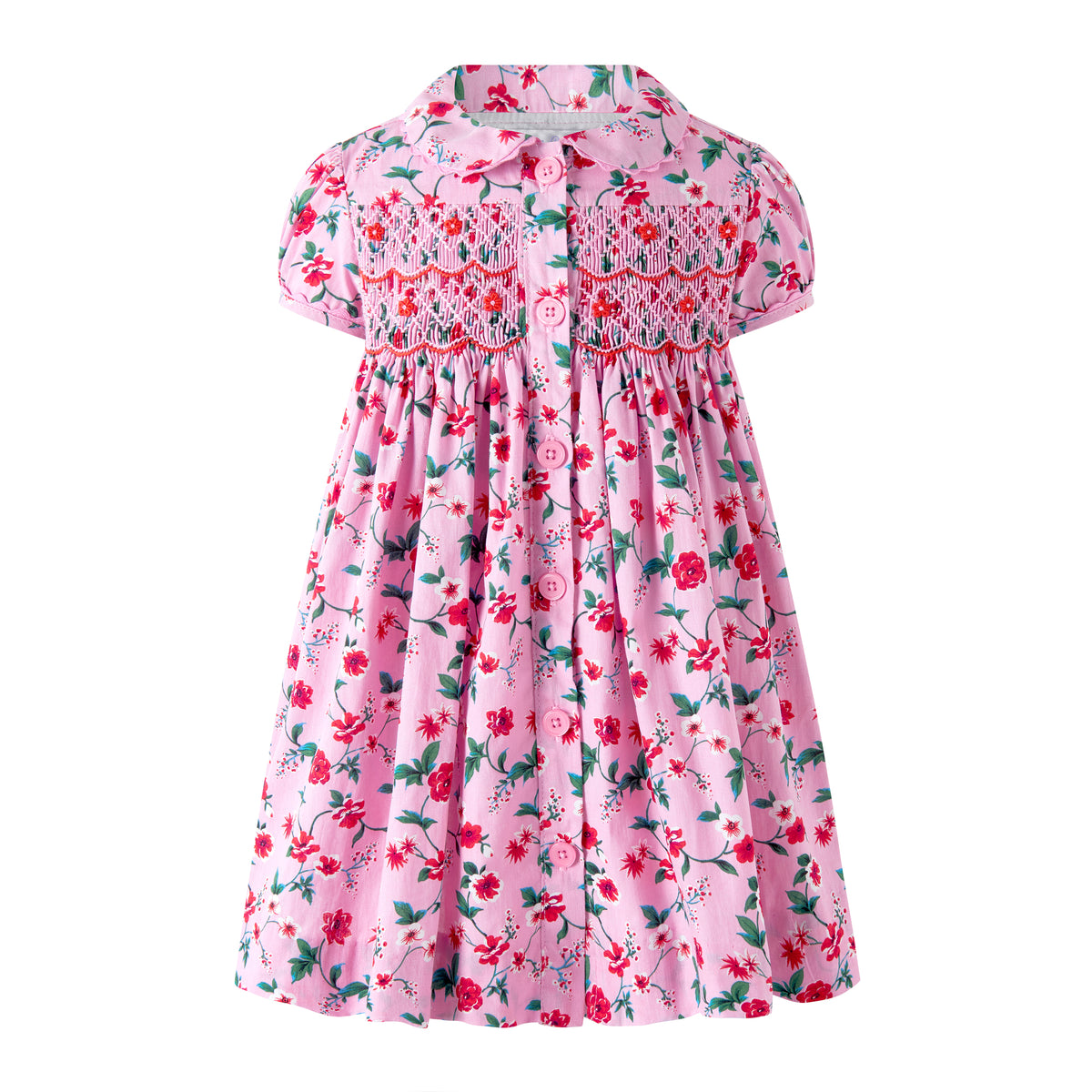 Pink Smocked Button-Front Dress and Bloomers Rachel Riley US