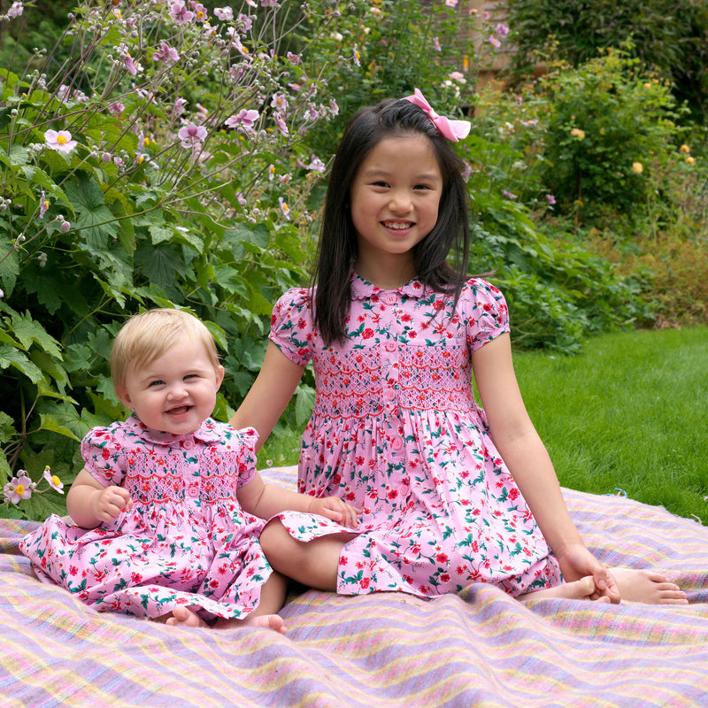 rachel riley pink dress Pink Smocked Button-Front Dress 8y