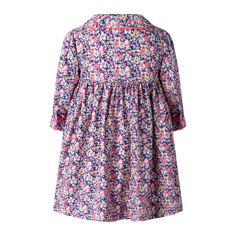 Navy Floral Smocked Button-front Dress Rachel Riley US