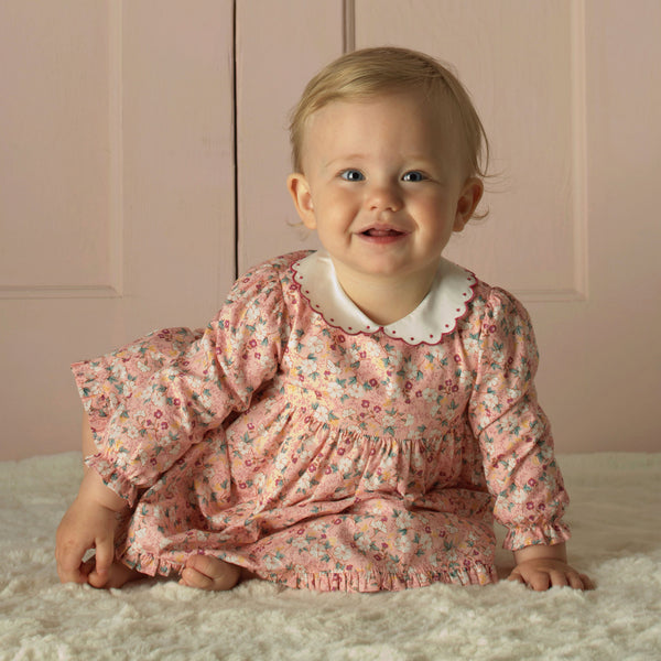 Floral Scalloped Collar Dress & Bloomers