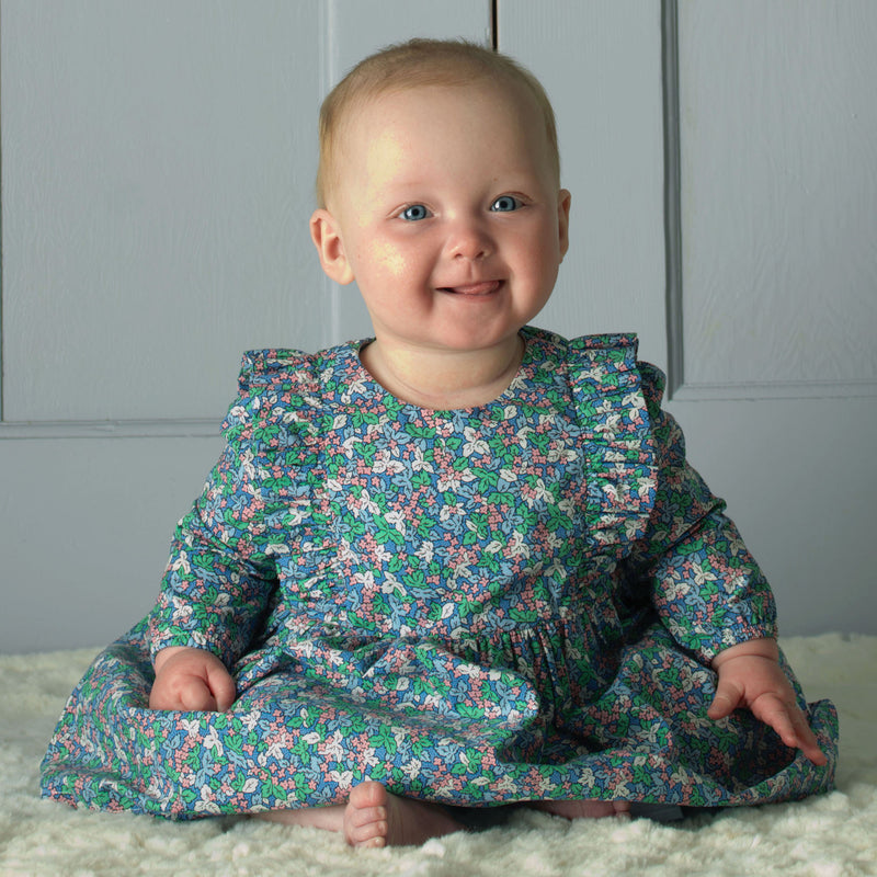 Pink Winter Blossom Frill Dress & Bloomers