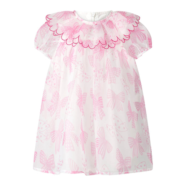 Bow Print Organza Dress