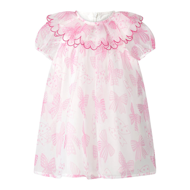 Bow Print Organza Dress