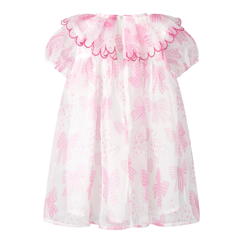 Bow Print Organza Dress