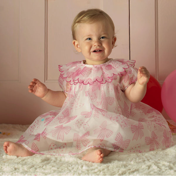 Bow Print Organza Dress