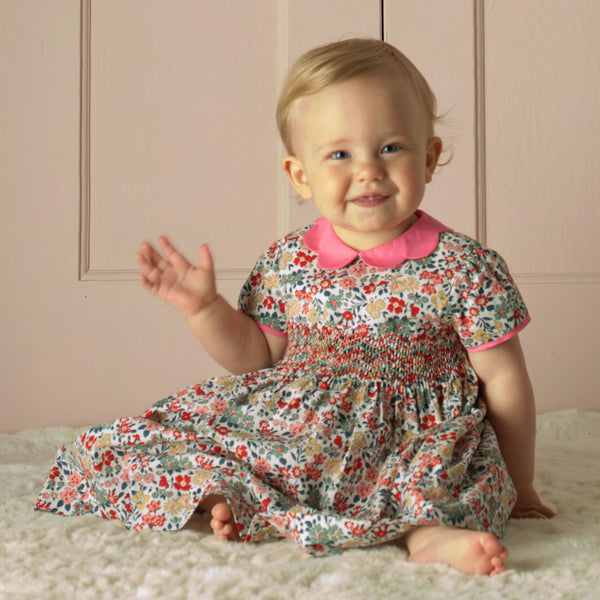 Petal Collar Floral Smocked Dress & Bloomers