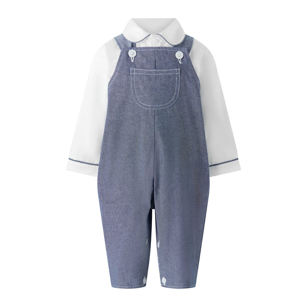 Chambray Long Sleeve Overall Set