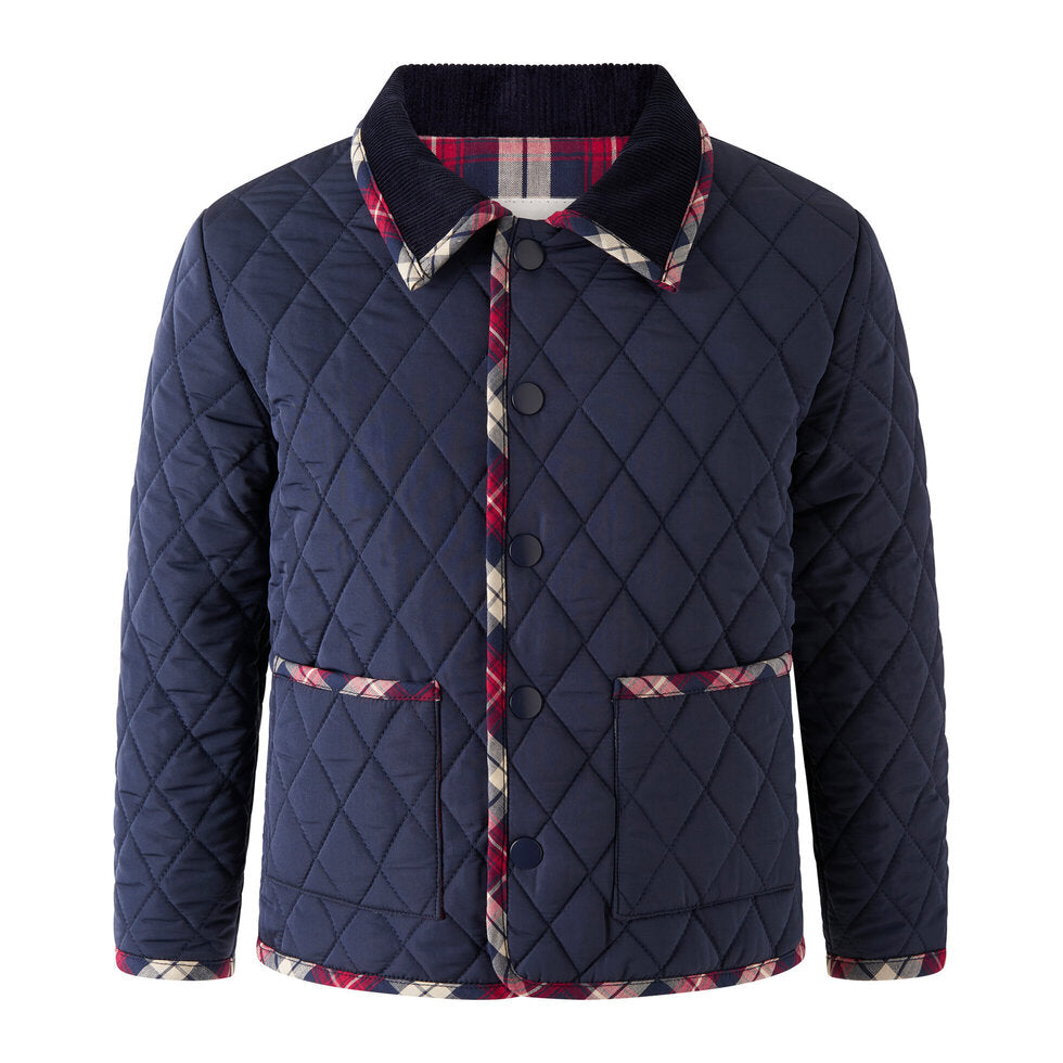 Baby Tartan Trim Quilted Jacket