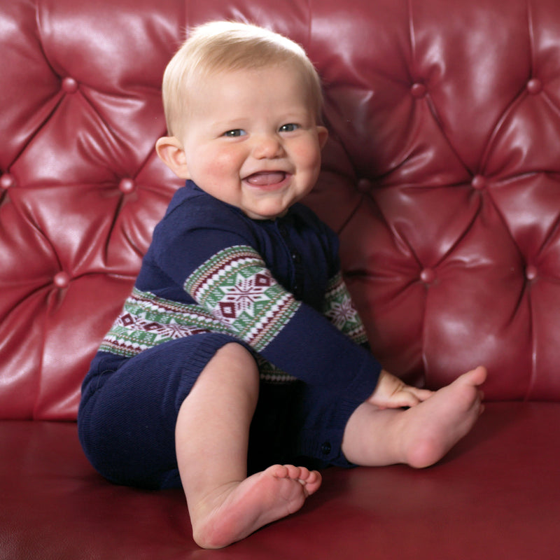 Navy Fairisle Knit Playsuit Rachel Riley US