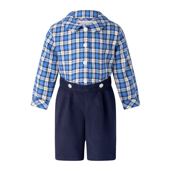 Blue Check Shirt & Short Set Rachel Riley US