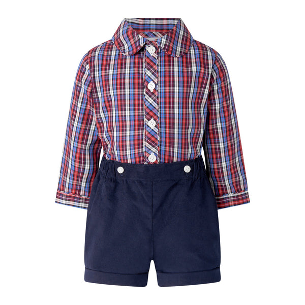 Red Check Shirt & Short Set Rachel Riley US