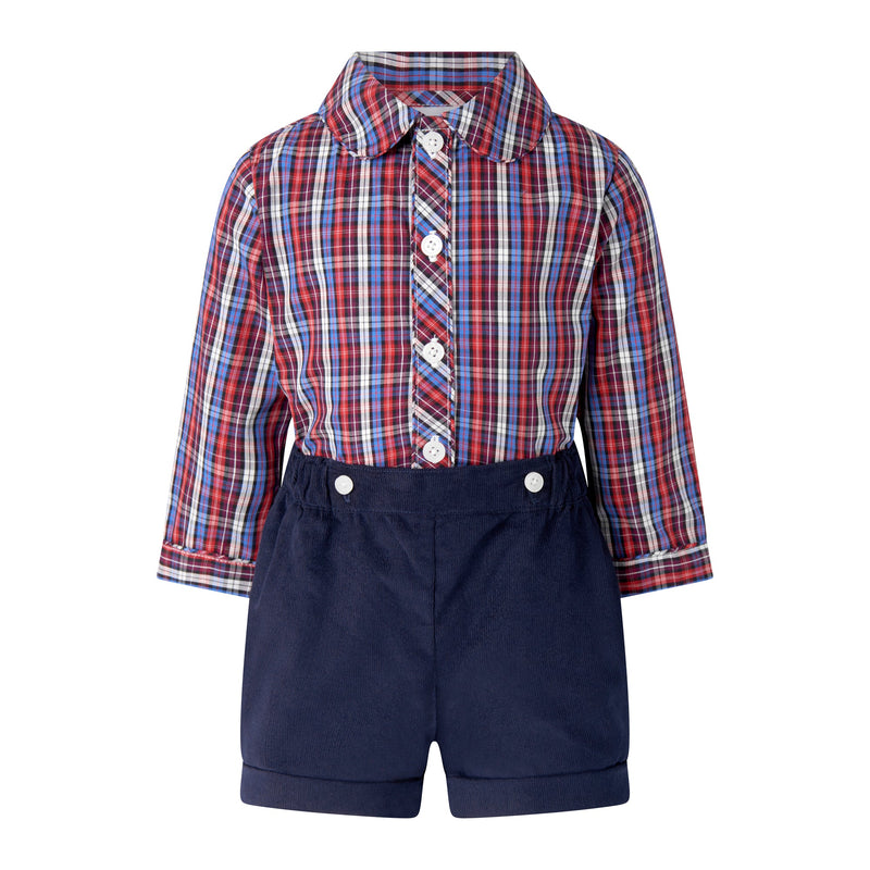 Red Check Shirt & Short Set Rachel Riley US