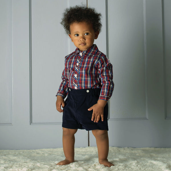 Red Check Shirt & Short Set Rachel Riley US