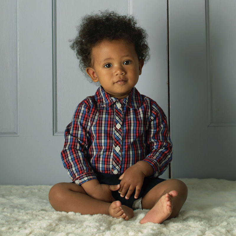 Red Check Shirt & Short Set Rachel Riley US