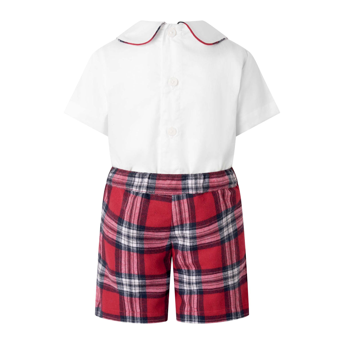 Red Tartan Short Romper Set