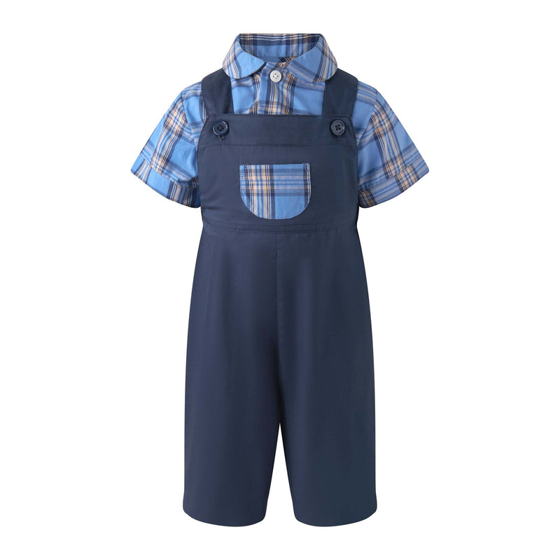 Blue Check Shirt & Dungaree Set Rachel Riley US