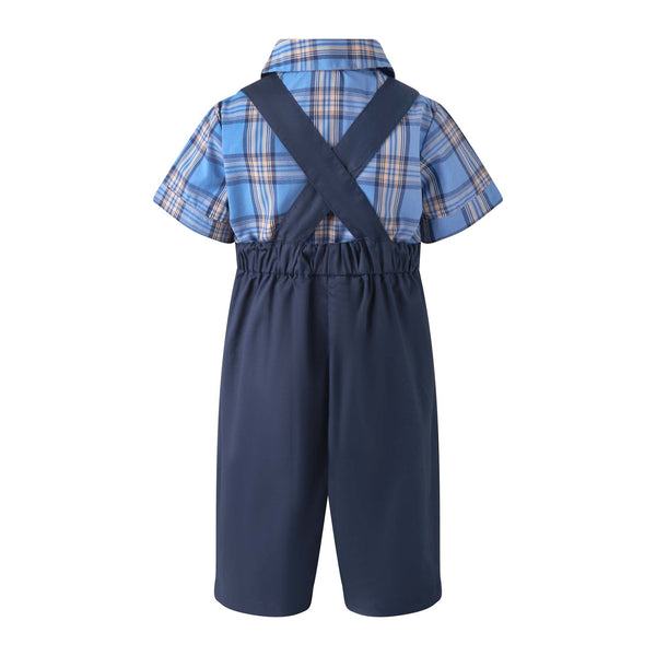 Blue Check Shirt & Dungaree Set Rachel Riley US