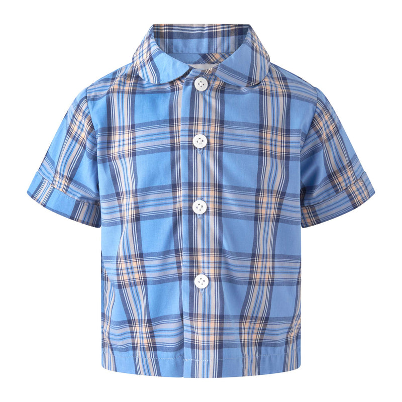 Blue Check Shirt & Dungaree Set Rachel Riley US