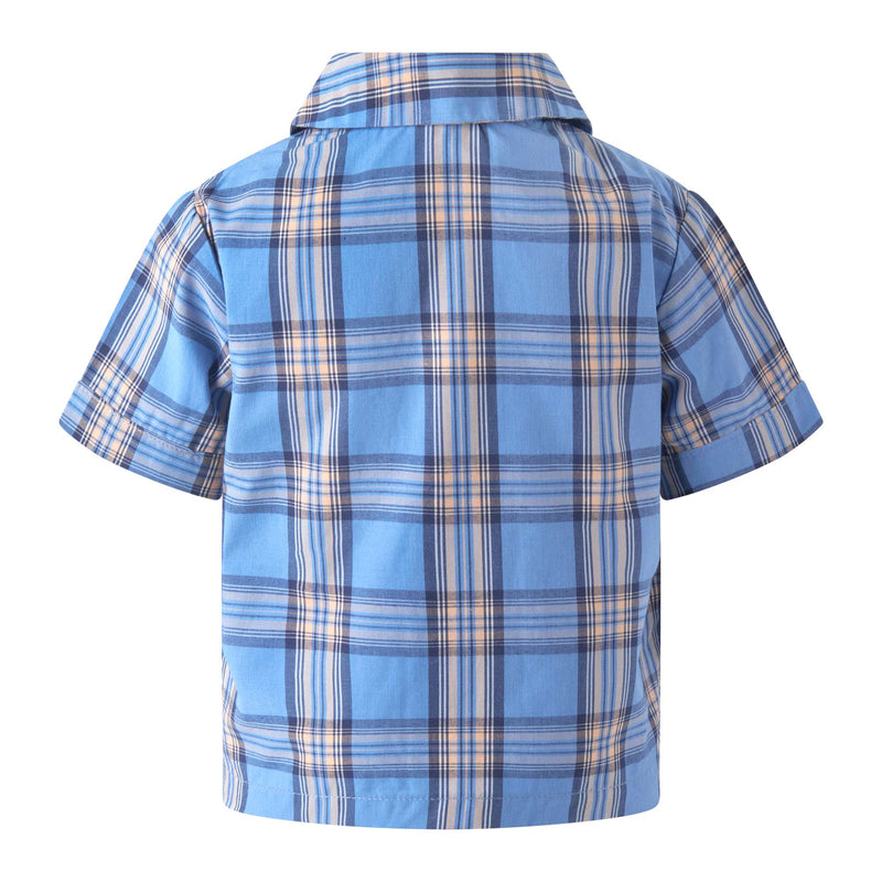 Blue Check Shirt & Dungaree Set Rachel Riley US