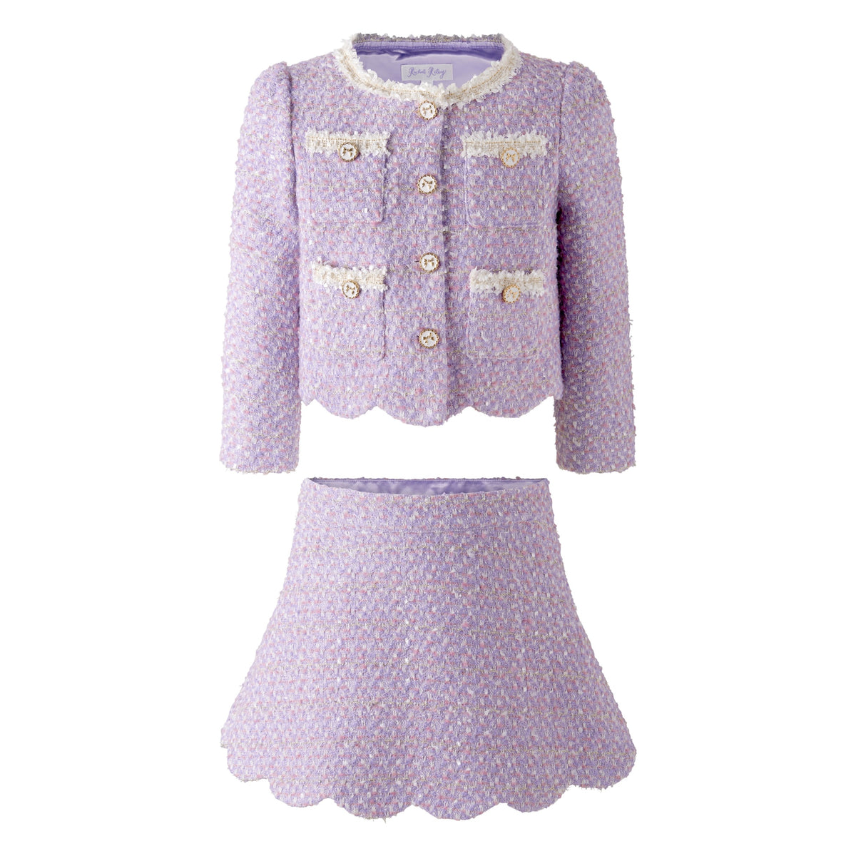 Purple Tweed Scalloped Skirt Set Rachel Riley US