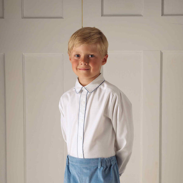 Blue Pique Piped Shirt