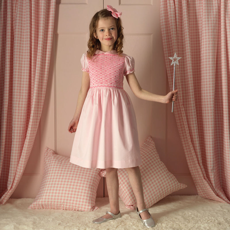 Pink Bow Smocked Dress for Girls 8y Pink Bow Smocked Dress for Girls 8y