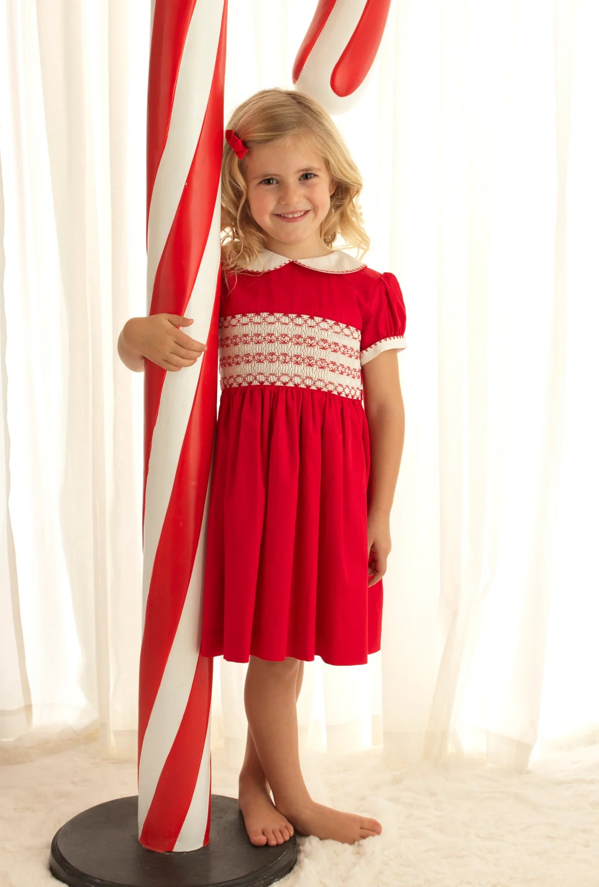 Red Classic Smocked Dress for Girls Red Classic Smocked Dress for Girls