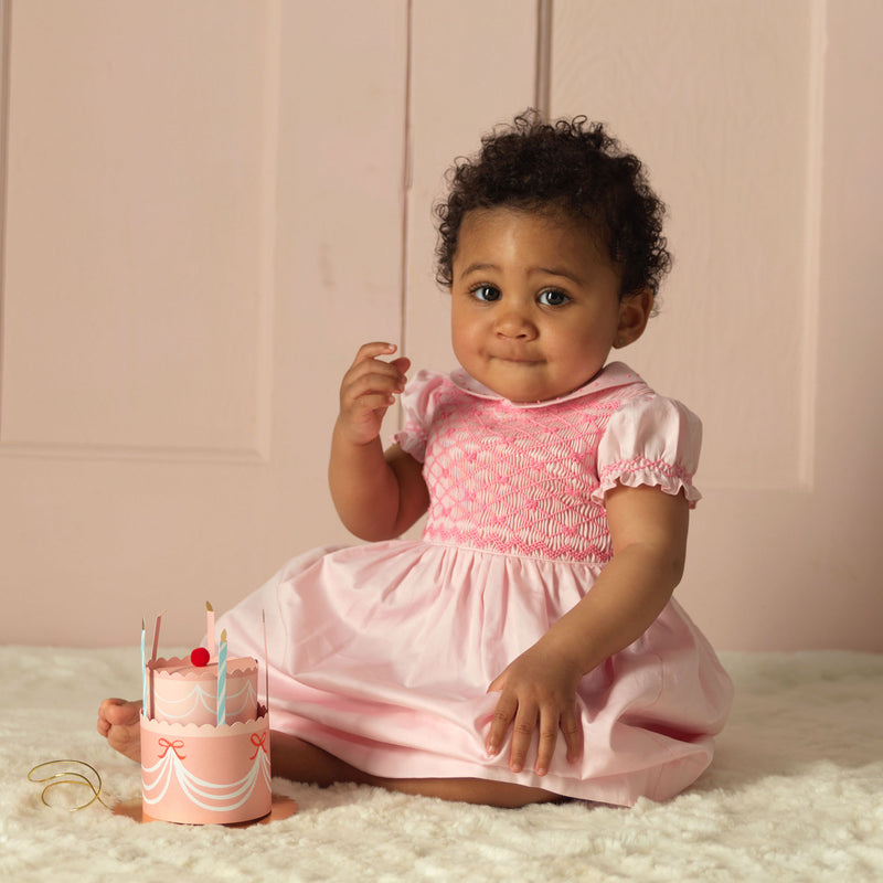 Pink Bow Smocked Dress & Bloomers for Baby Girls Pink Bow Smocked Dress & Bloomers for Baby Girls