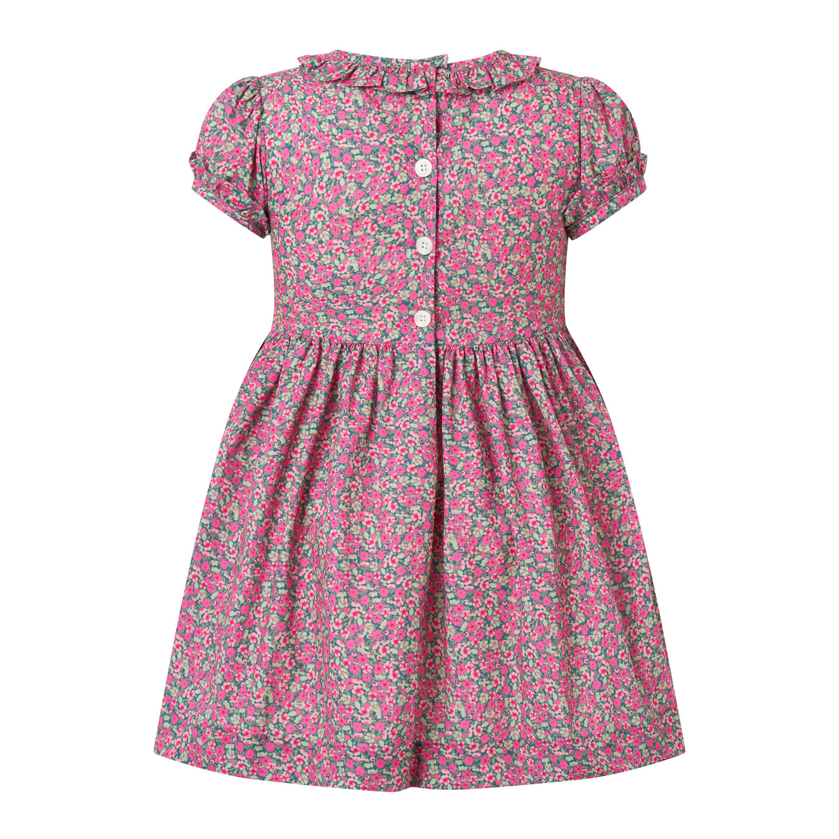 Fuchsia Floral Smocked Dress