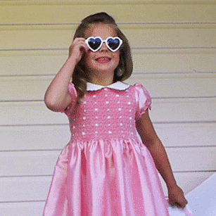 Pink Taffeta Rosebud Smocked Dress Rachel Riley US