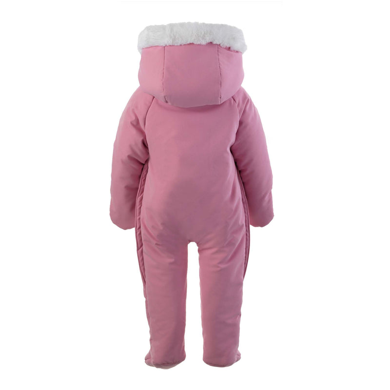 Pink Faux Fur Trim Snowsuit Rachel Riley