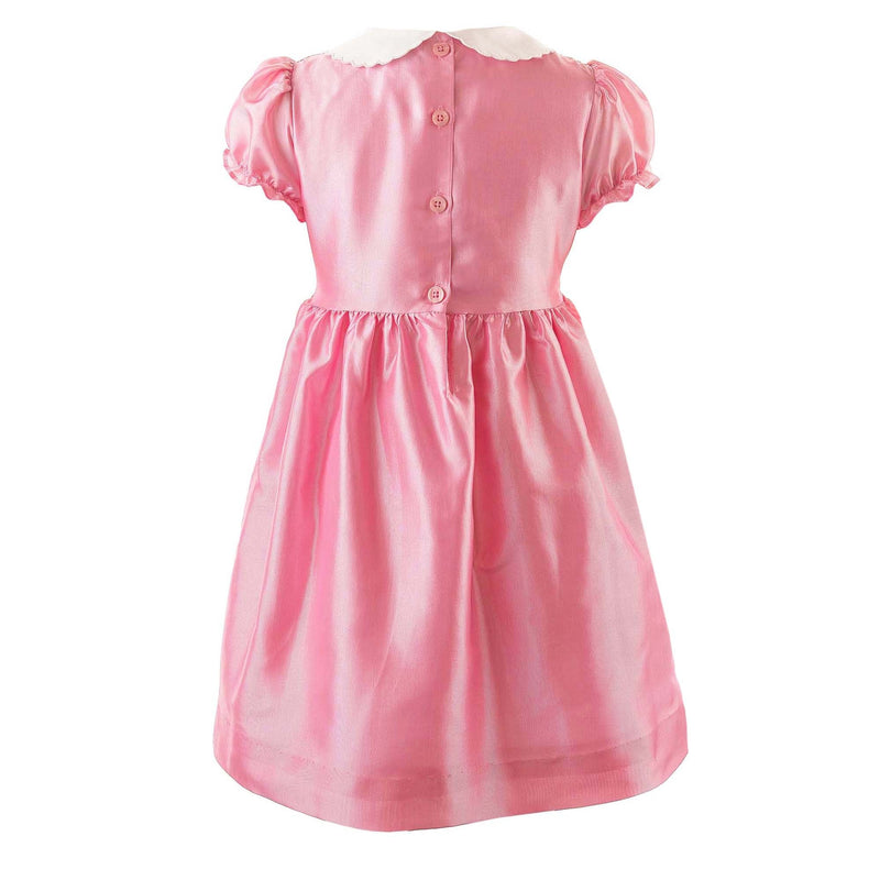Taffeta Rosebud Smocked Dress, Pink Rachel Riley