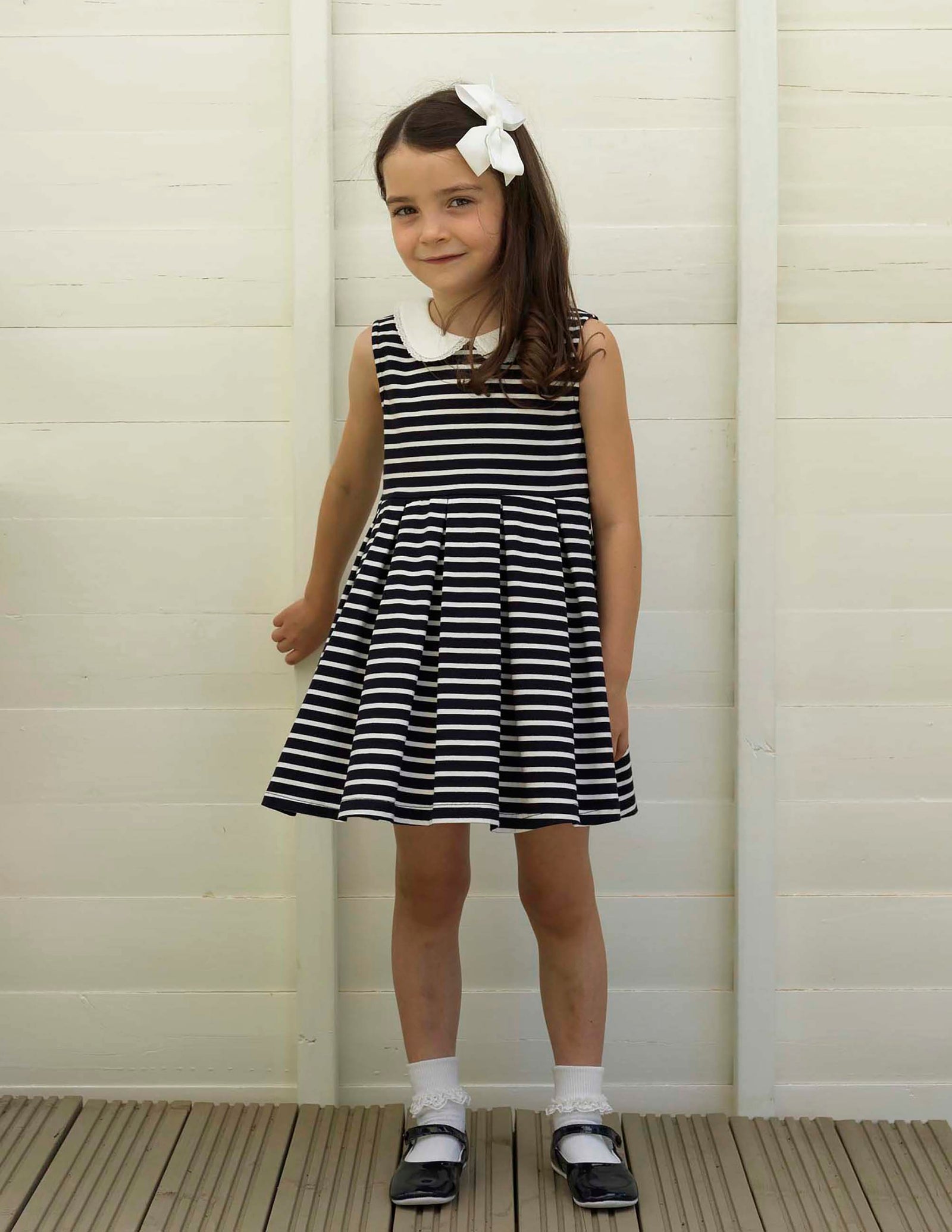 Navy Breton Stripe Jersey Dress Rachel Riley US Navy Breton Stripe Jersey Dress Rachel Riley US