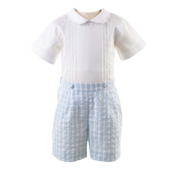 Pin Tuck Shirt & Checked Short Set Rachel Riley US
