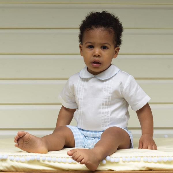 Pin Tuck Shirt & Checked Short Set Rachel Riley US