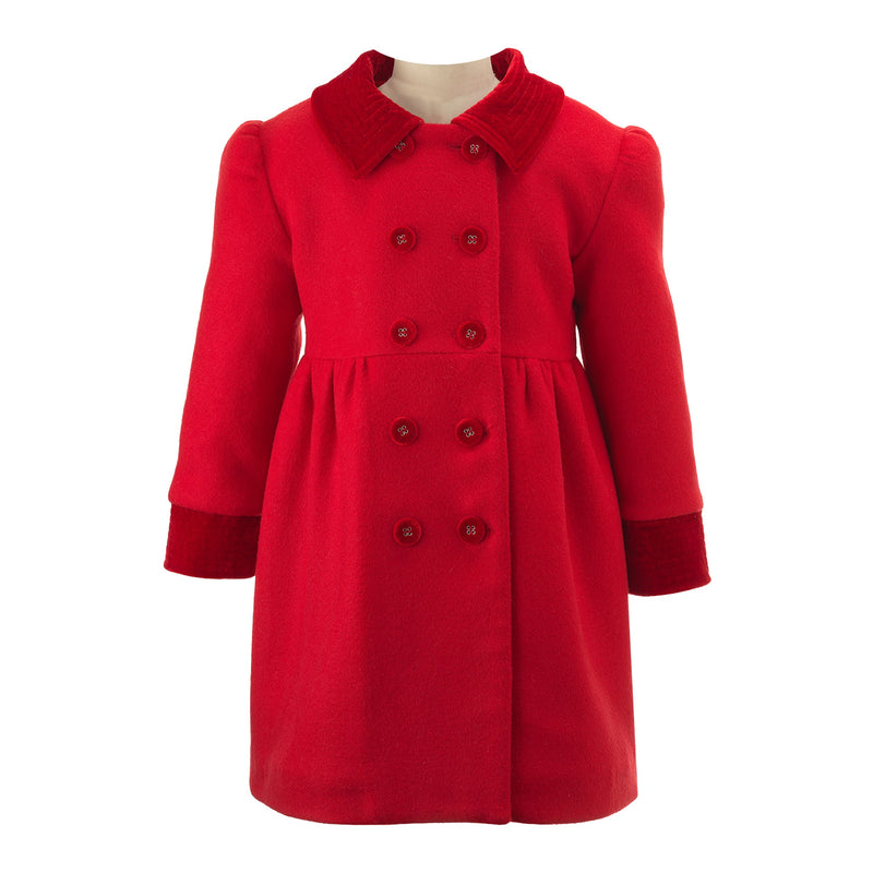 Red Velvet Trim Coat Rachel Riley