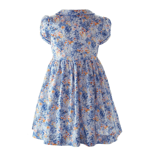 Blue Floral Print Button-Front Dress Rachel Riley