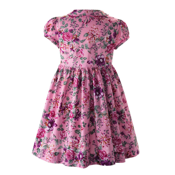 Pink Rose Print Button-Front Dress Rachel Riley
