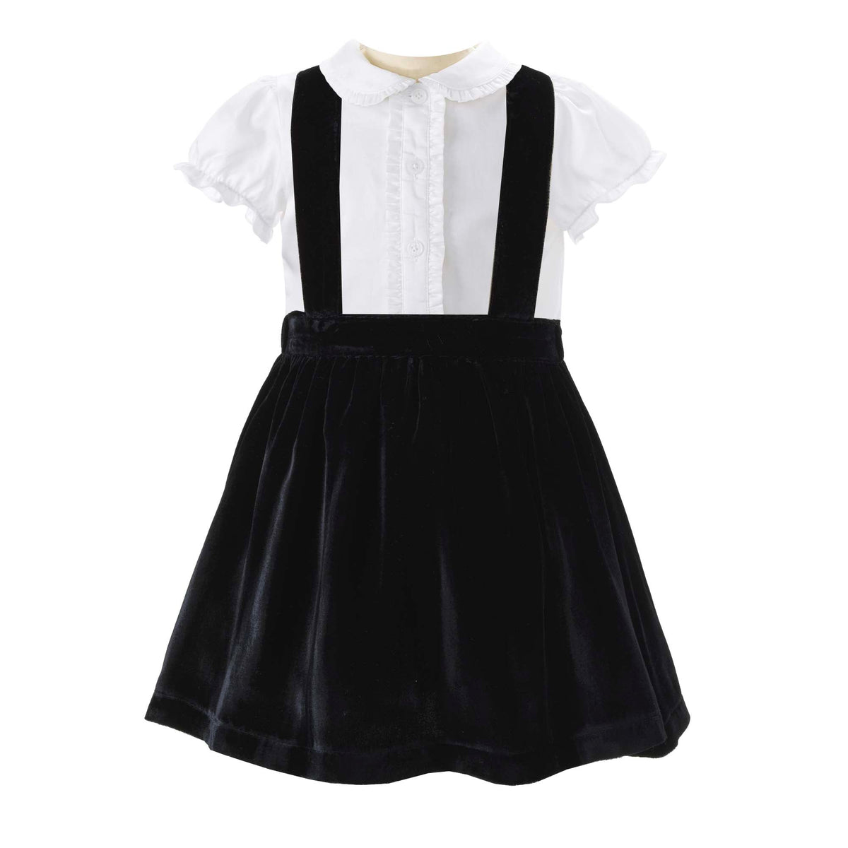 Eloise Black Silk Velvet Pinafore Set Rachel Riley US