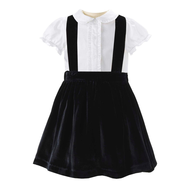 Eloise Black Silk Velvet Pinafore Set Rachel Riley US Eloise Black Silk Velvet Pinafore Set Rachel Riley US