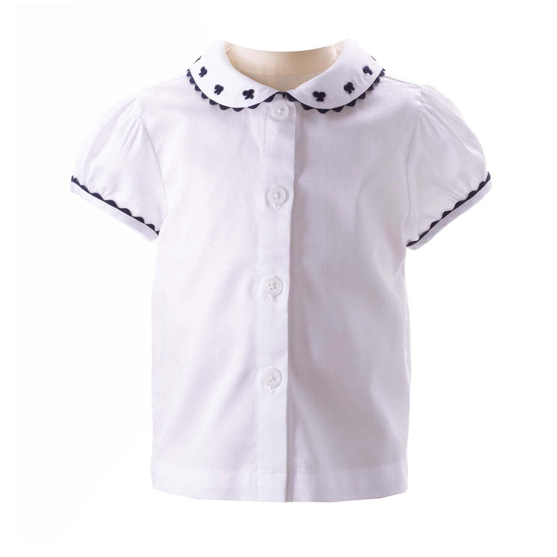 Navy Bow Embroidered Blouse, Baby Rachel Riley