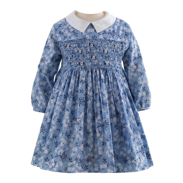 Blue Blossom Smocked Dress & Bloomers Rachel Riley