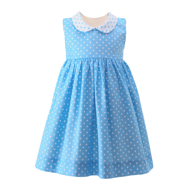 Blue Dotty Dress & Bloomers Rachel Riley