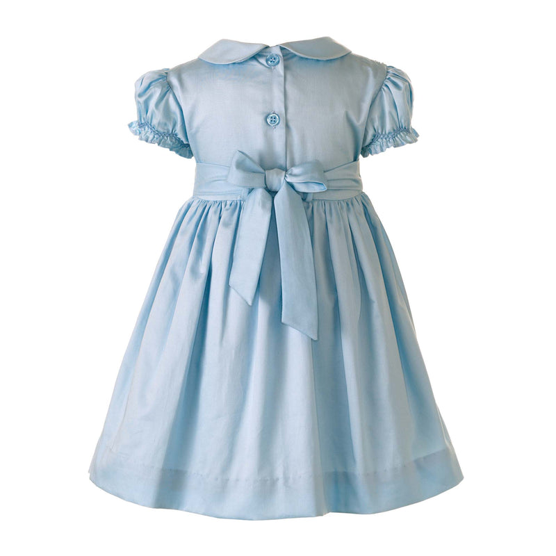 Blue Rose Smocked Dress & Bloomers for Baby Girls Rachel Riley US Blue Rose Smocked Dress & Bloomers for Baby Girls Rachel Riley US
