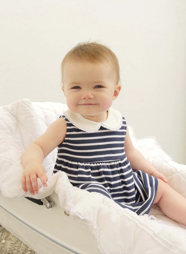 Navy Breton Stripe Jersey Dress, Baby Rachel Riley