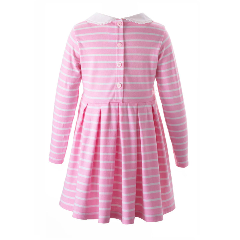 Breton Stripe Jersey Dress, Pink Rachel Riley