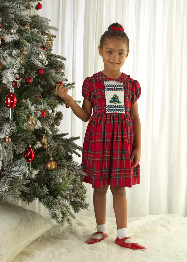 Christmas Tree Smocked Dress Rachel Riley